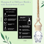 Boao 50 Sets Halloween Skull Hanging Car Air Freshener Diffuser Bottles with 2 x 3.54 Inch Car Diffuser Instructions Cards for Empty Essential Oil Bottles(Black Card,Skull)
