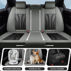 Fit Leaf Car Seat Covers Compatible with Nissan Leaf 2012-2025 2026 - Full Set Premium Leather， Waterproof Breathable， All-Weather Seat Cushion Protecto&Airbag Compatible （Gray & Black