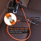 VIVAGLORY Dog Seat Belt Tuffbelt Dog Car Harness, Seatbelt with Clip & Hook for Car Travel, Chew Proof Anti Chew Unchewable Metal Safety Tether Restraint, M, Orange