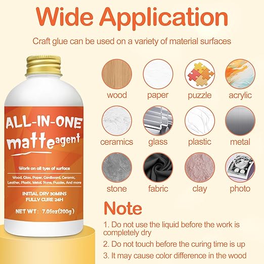Crafts Sealer Matte Finish, 200ml All Purpose Craft Glue, Varnish, and Finish, All in One Craft Glue for Wood, Paper, Acrylic Paints, Ceramics, Fabrics, Clay (Matte)