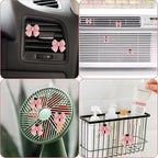 7Pcs Pink Bow Car Air Vent Freshener Clips, Cute Air Conditioning Outlet Clip Set for Car Interior Decor Charm Accessories