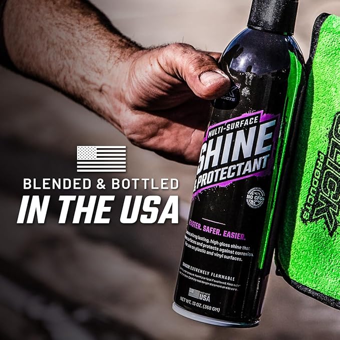 Slick Products Shine & Protectant Spray 17.35 FL OZ. - High Gloss Clear Coating Renew Vinyl, Plastic, Rubber, Trim, Tire, Car, Truck, Motorcycle, Dirt Bike (6-Pack)