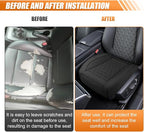 Luxury Faux Leather Car Seat Cover, Anti-Slip Waterproof Universal Front Bottom Seat Protector with Storage Pocket, Triangular Pattern Vehicle Seats Cushion for Sedans, SUVs, Trucks (Black)