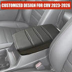 for Honda CRV 2026 2025 2024 2023 Center Console Cover - Vegan Leather Armrest Protector for Honda CR-V LX EX Sport Hybrid EX-L Sport Touring Hybrid Accessories 2023 2024 2025（Black Stitches）