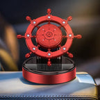 Car Air Freshener Solar Energy Rotating Car Decoration Alloy Car Diffuser Car Accessories Interior Aesthetic Car Perfume with Plant Essential Oil for Car Home Office (Red)