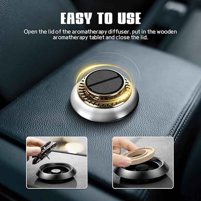 Wuyaoyao Car Air Freshener, Rotating Solar Energy Car Fragrance Diffuser, Long Lasting Automotive Scents Air Freshener Diffuser, Mini Aromatherapy Air Purifier for Most Vehicles(White, Cologne)
