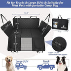 Back Seat Extender for Dogs Truck-Large Space, Dog Pet Seat Cover Back Seat Hard Bottom Holds 420lb, Waterproof Dog Hammock for Crew Cab Trucks F150, RAM1500, Sierra, Tundra, Silverado, Black