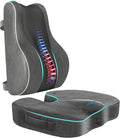 CloudBliss Ergonomic Lumbar Support Pillow Seat Cuhsion - Memory Foam for Lower Back Pain Relief, Adjustable Straps & Mesh Cover for Office, Gaming, Car Seat (Grey)