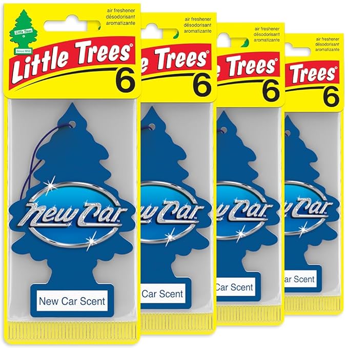LITTLE TREES Car Air Freshener | Hanging Tree Provides Long Lasting Scent for Auto or Home | New Car Scent, 6-Packs (4 Count)