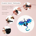Bling Wyvern Car Air Freshener Vent Clips,2pcs Alloy Blue Enamel Dragon Vent Clips Car Accessories,Refillable Car Diffuser with Felt Mads,Coffee Fragrance Tablets