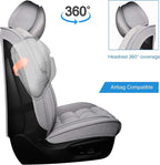 AOOG Fuzzy Car Seat Covers, Heated Bench Back Cushion Protector for Cars SUV Trucks(Full Set,Grey)