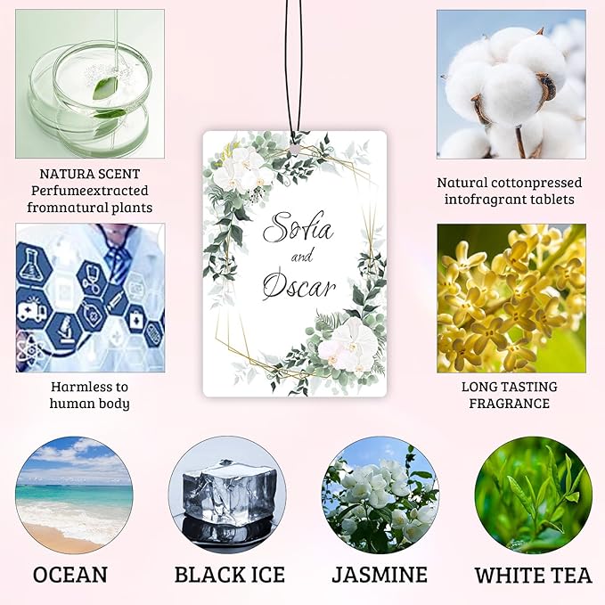Custom Car Air Fresheners Bulk 10–100 PCS, Personalized Double-Sided with Photo Text Logo, Wholesale Auto Air Freshener for Wedding Party Business Promotion Gifts (Personalized, 50PCS-Rectangle)