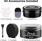 Black Leather Recoloring Balm, Leather Color Restorer Conditioner, Leather Repair Kits for Vinyl Furniture, Sofa, Car Seats, Shoes - Repair Leather Color on Faded & Scratched Leather Couches