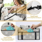 PetsHome Dog Car Seat Foldable Dog Car Booster Seat Waterproof Breathable Oxford Travel Bag for Small to Medium Dogs, Puppies, and Pets-Footprint Grey