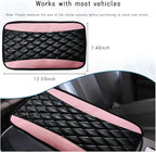 Car Center Console Cushion Pad, Universal Leather Waterproof Armrest Seat Box Cover, Comfortable Auto Armrest Cover Protector, Car Interior Decor Accessories for Most Vehicles (Pink)