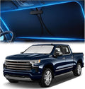 Windshield Sunshade for Chevrolet Silverado 2019-2026 - Innovative No-Light-Pass Technology, Mirror Cut-Out, Blocks 99% UV Rays, Fade-Resistant, Easy-Fold Chevy Silverado 1500 Windshield Sun Shade