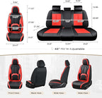 Coverado Leather Seat Covers Full Set, Black and Red Leather Car Seat Cover, Waterproof Car Seat Protector with Lumbar Support, Automotive Seat Covers Universal Fit for Most Cars SUV Truck