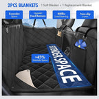 Back Seat Extender for Dogs-Large Space, with Blankets, Hard Bottom Dog Car Seat Cover for Back Seat, Sturdy Backseat Extender for Dogs, Waterproof Dog Hammock for Car, SUV, Truck, Black