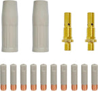 14pcs Mig Welding Torch Accessory Kit with Non-Stick Coating; .030" Ceramic Welding Tips MIG Welder Accessories,For Lincoln Magnum 100L Weld-Pak,gas nozzles 21-50 1/2",gas diffusers (0.030”)