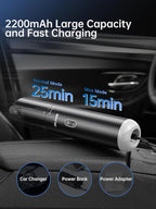 ruwa Car Vacuum Cleaner Handheld Vacuum Cordless, Rechargeable 14,000PA High-Power with 2 Speeds, 300ml Dust Cup, Lightweight, Portable Mini Vacuum for Car, Home, Pet Hair (Black)