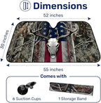 GENANY Hunting Car Sun Shade for Car SUV Truck (55x30 inches), Deer Skull Sun Shade Windshield, Shades for Front Windows, Protector Blocks UV, Car Decor