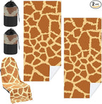 2 Pack Car Seat Towel Covers with Storage Bag 63 x 32 Inch Athletic Running Towel Seat Sweat Washable Non Slip Cover Gift for Car Outdoor Sport Activities (Giraffe Pattern)