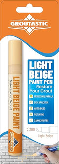 Grout Paint Pen Light Beige — Grout Colorant & Sealer Marker, Restores & Repairs Grout Lines, Quick-Dry, Bathroom Kitchen Shower Floor Tiles | Groutastic