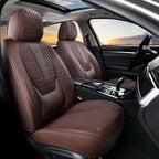 Coverado Car Seat Covers Full Set, 5 Seat Leather Seat Covers for Cars, Car Seat Protector with Lumbar Support, Waterproof Seat Covers Universal Fit for Most Cars SUV Trucks (Coffee)