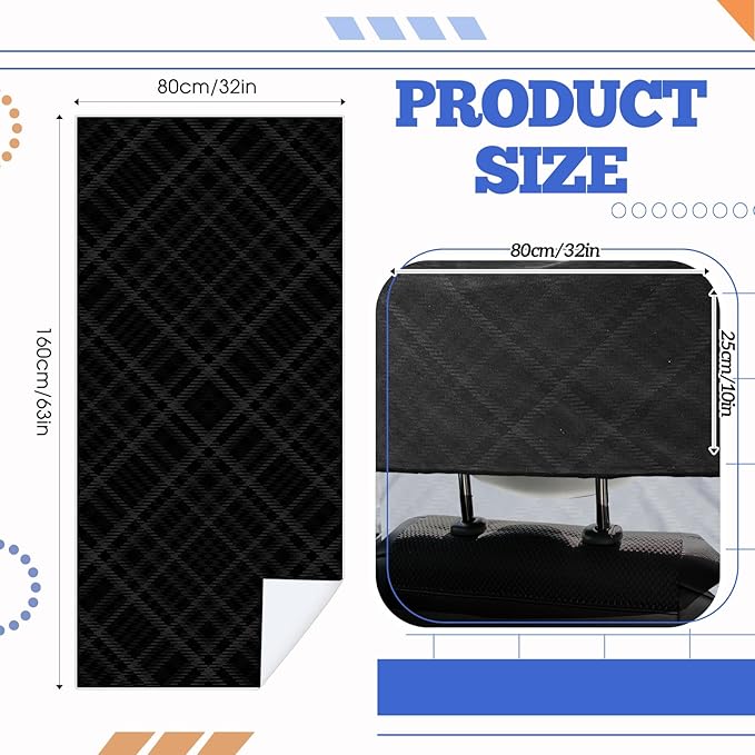 2 Pack Car Seat Towel Covers with Storage Bag 63 x 32 Inch Athletic Running Towel Seat Sweat Washable Non Slip Cover Gift for Car Outdoor Sport Activities (Black Plaid)