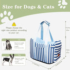 Cullaby Console Dog Car Seat - Portable Dogs Armrest Booster Seat for Small Dog, Anti-Collapse Pet Car Seat with Soft Cushion Safety Belt, Support Pet Up to 15lbs (Blue& White Stripes)