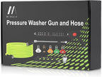 M MINGLE Pressure Washer Hose and Gun Kit, 25 FT Power Washer Hose with 5 Nozzle Tips and M22-14mm Fitting, Replacement for Ryobi, Simpson, Craftsman
