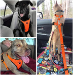 Lukovee Dog Seat Belt for Car, Adjustable Dog Car Harness for Large Medium Small Dogs, Soft Padded & Breathable Mesh Dog Seatbelt with Car Strap and Carabiner (Orange,L)