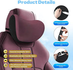 Car Neck Pillow & Headrest Support for Driving - Memory Foam Neck Support Pillow with Adjustable Strap & Removable Cover, Office Chair, Travel Essentials - 2 Pack (Black)
