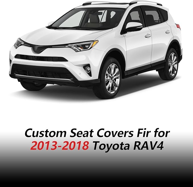 Fit RAV4 Car Seat Covers Set for Toyota RAV4 2013 2014 2015 2016 2017 2018 SE,LE,XLE, Premium,Limited,Adventure,Leather Seat Protector Replacement,Waterproof Faux Leather(Full Set,Black)