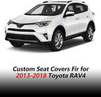 Fit RAV4 Car Seat Covers (Only Front 2 Seats) Compatible with Toyota RAV4 2013-2018 - Full Coverage Breathable Leather, Airbag Compatible, Waterproof & All-Weather, Easy to Install, Black+Red