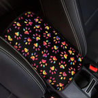 Dreaweet Tie Dye Dog Paw Center Console Cover for SUV Cute Car Accessories for Women Car Armrest Cover Cushion Soft Comfy Car Arm Rest Cover Pad Universal for Most Vehicles