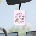 Christian Car Air Freshener 4 Pcs, Pink Inspirational Bible Quote Scented Hanging Decor for Women, Vehicles Home Church, Faith Based Mirror Gift
