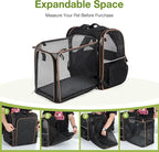 Lekebobor Large Cat Backpack Carrier Expandable Pet Carrier Backpack for Small Dogs Medium Cats Fit Up to 18 Lbs, Dog Backpack Carrier, Foldable Puppy Backpack Carrier for Travel, Black
