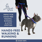 Spark Paws Handsfree Dog Leash – Shock Absorbing Waist Bungee Lead for Running, Car Seatbelt Clip & Poop Bag Set, Heavy Duty Tactical Lead for Medium, Large & X-Large Breeds - Snow Cone