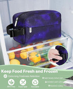 Small Insulated Snack Bag Lunch Bag for Kids Lunch Box for Women/Men, Collapsible [3L/5-Can] Reusable Lunch Bag Cooler Bag for Bottle with Handle Buckle for Work School Travel (Starry Sky)