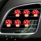 6 Pcs Red Mushroom Air Vent Clips, Cute Mushroom Car Air Fresheners Vents Clips Diamond Vent Clip Cars Interior Decor Charm Bling Car Accessories Cars Decoration for Women, Automotive Air Fresheners