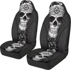 Sugar Skull Car Seat Cover Anti-Slip Back Fabric Soft Automobile Front Seat Covers Easy to Install All-Season Protection Universal Vehicle Accessories