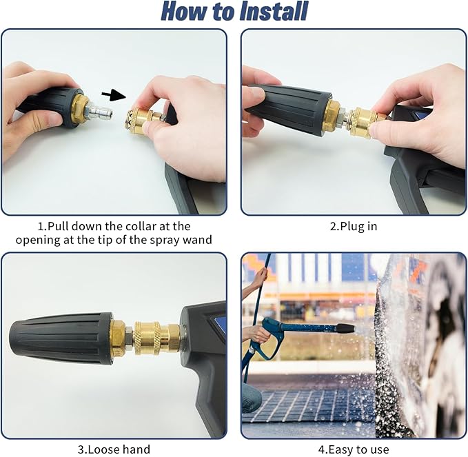 Pressure Washer Tips Turbo Nozzle, Max 4000 PSI 360°Rotating Power Washer Nozzles with 1/4" Quick Connect, 5 Spray Nozzle Tips for Cleaning Brick, Concrete, 4.0 GPM 4.0 Orifice