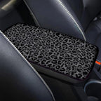 Dreaweet Black Leopard Print Car Center Console Cover Cheetah Print Car Accessories for Women Arm Rest Cover for SUV Sedan Non-Slip Comfortable Car Armrest Cover Pad,Easy to Install