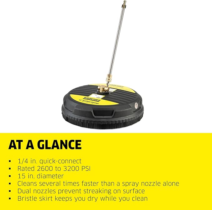Kärcher Pressure Washer Surface Cleaner 15", Quick Connect, 2600-3200 PSI, Ideal for Driveways, Patios, Decks, Sidewalks