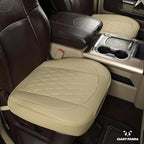 GIANT PANDA Bottom Seat Cover for Trucks&SUV, Front PU Leather Driver Seat Protector Fit for Chevy,Ram,Toyota,GMC,Ford F150 F-Series (Beige-2PCS)