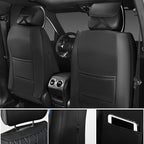 CAR PASS Luxury PU Leather Two Front Car Seat Covers, Waterproof Seat Covers Compatible with Front Seat Armrests, Airbag Compatible Anti- Slip Universal Fit for Cars Suvs Vans Trucks Black Blue