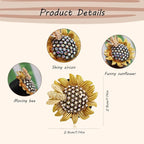 Sunflower Car Accessories,Movable Bee Flower Car Air Freshener Vent Clips,Bling Air Vent Aesthetic Decorations for Women,Refillable Aroma Diffusers