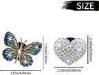 Bling Heart Butterfly Air Freshener Clips, 4 Pcs Car Vent Diffuser, Rhinestone Decoration, Cute Interior Accessories for Women (Blue)
