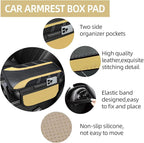 NBTEPEM Beige Center Console Cover, Sporty Leather Armrest Cover Cushion with 2 Storage Pockets, Universal Auto Middle Console Protector, Car Interior Accessories for Most SUV, Truck, Sedan Vehicles
